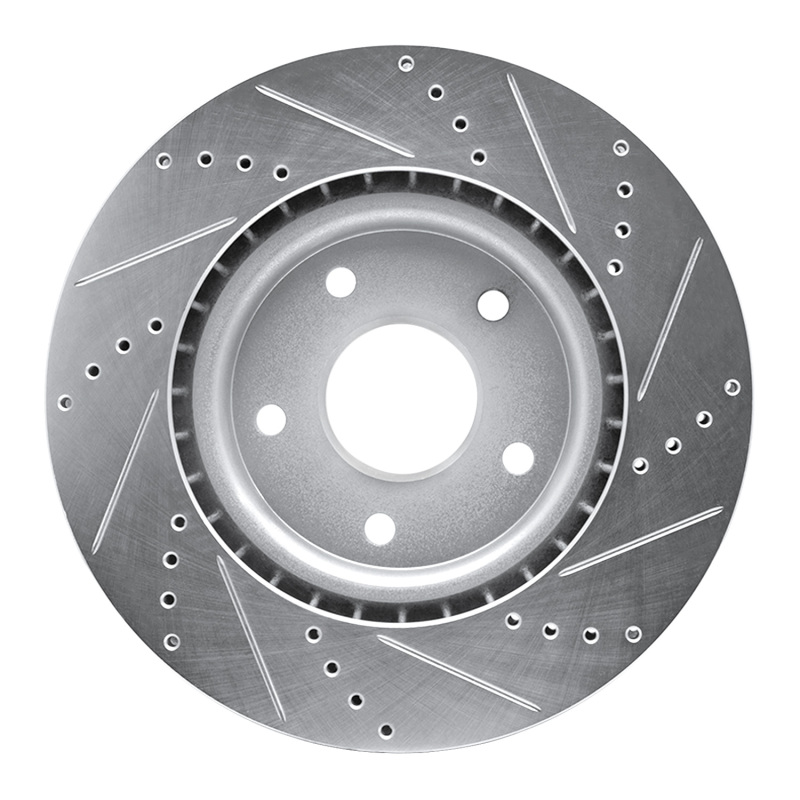Chrysler Grand Caravan Brake Rotor (1) - Front Left - R1 Concepts - Drilled & Slotted - Silver - `12-`25